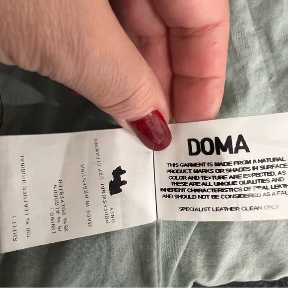 Doma Leather OOAK reworked moto Jacket, blu with animal print and back graphic S - Picture 17 of 17